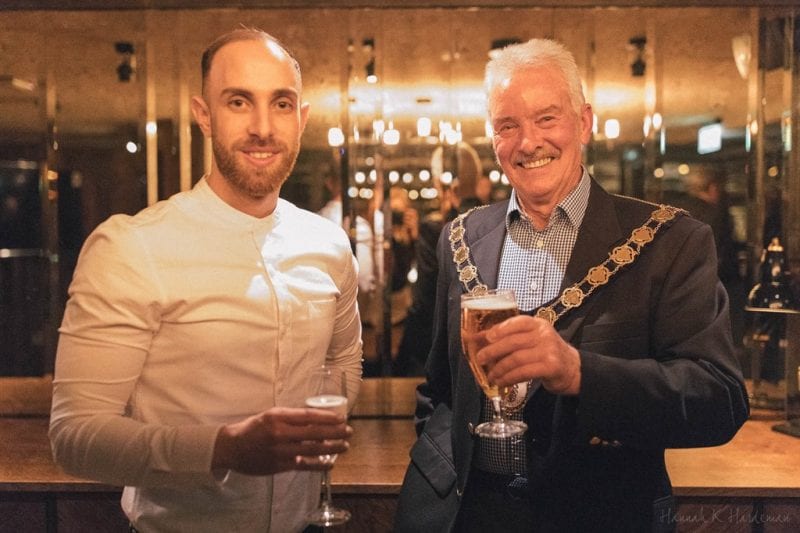 James Stanton, Beech House GM, with Mayor of Amersham at opening party, courtesy 2020PR
