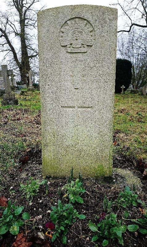 Stanley Marsden's grave in St Mary's churchyard, Wendover, courtesy V Moir