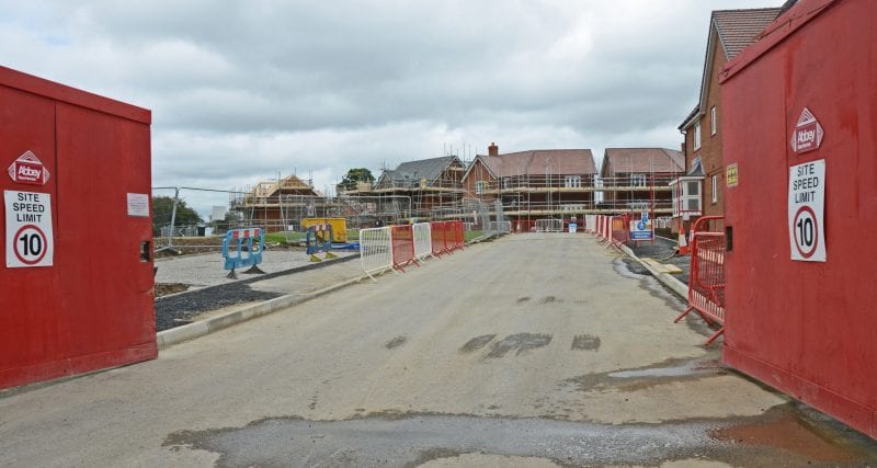 New homes: entrance to Abbey's new 125-home development from Lower Road, Stoke Mandeville, which requires a new junction layout